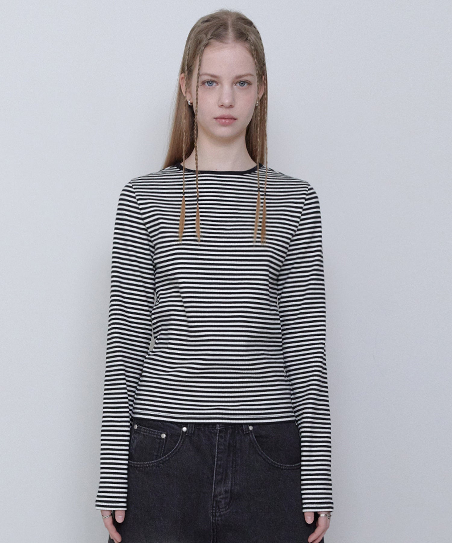 BASIC STRIPE LONG SLEEVE [BLACK]